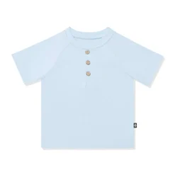 Short Sleeve Toddler Henley Tee in Breeze