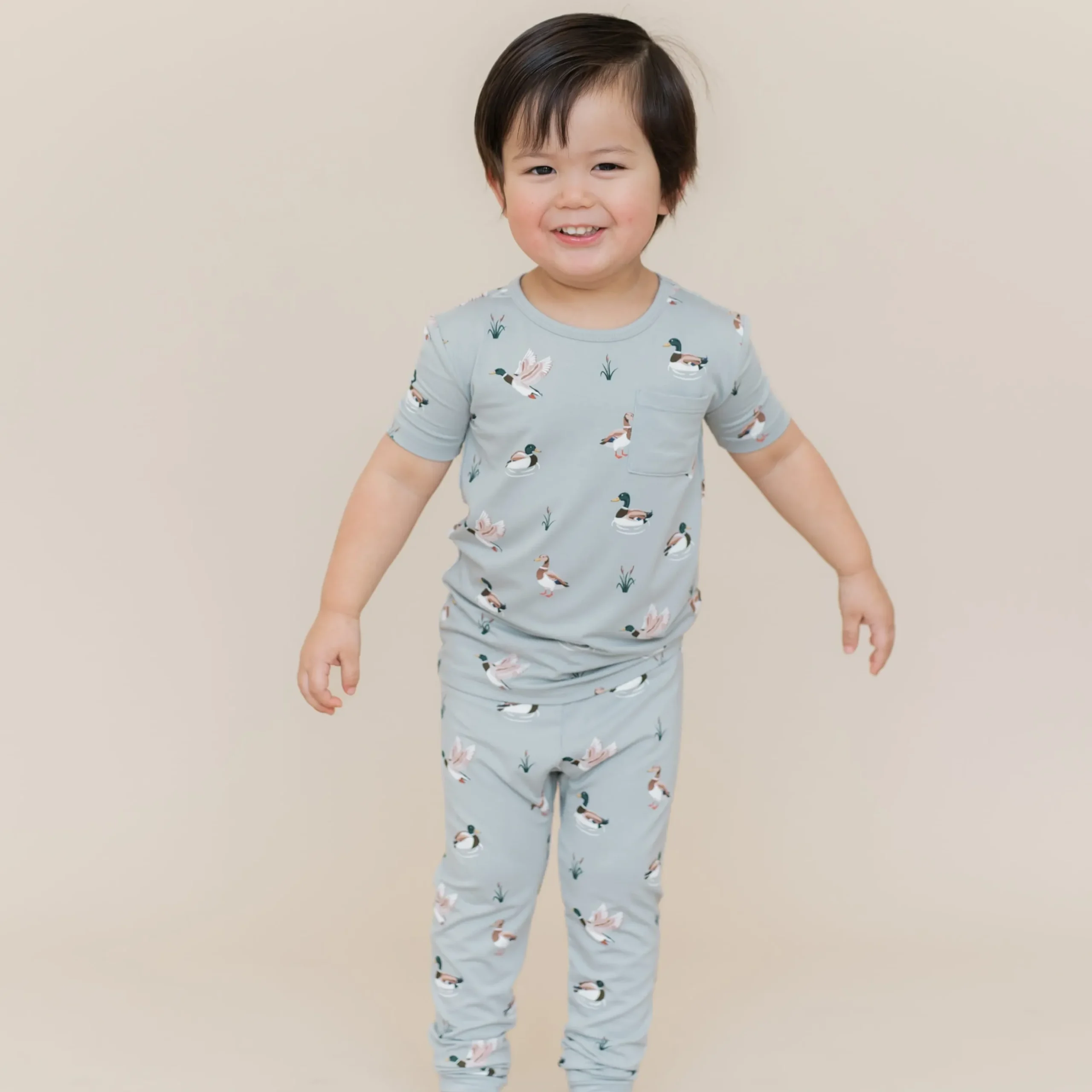 Short Sleeve with Pants Pajamas in Mallard Duck