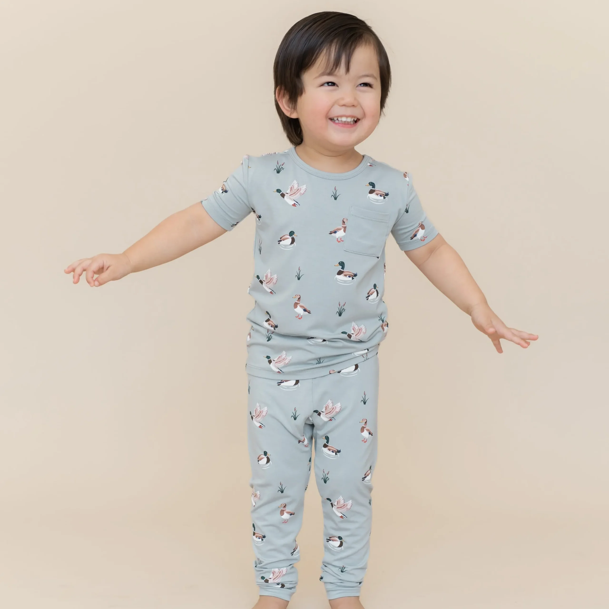 Short Sleeve with Pants Pajamas in Mallard Duck