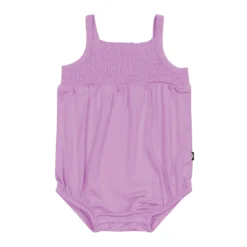 Smocked Bubble Romper in Poi