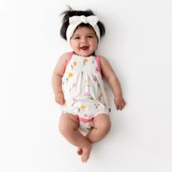 Smocked Bubble Romper in Tulip