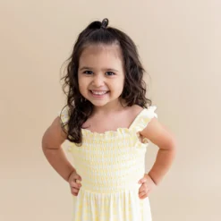 Smocked Dress in Gingham Chamomile