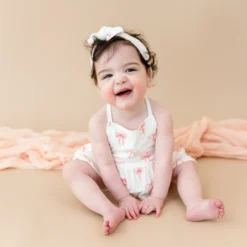 Spaghetti Strap Ruffle Romper in Bow