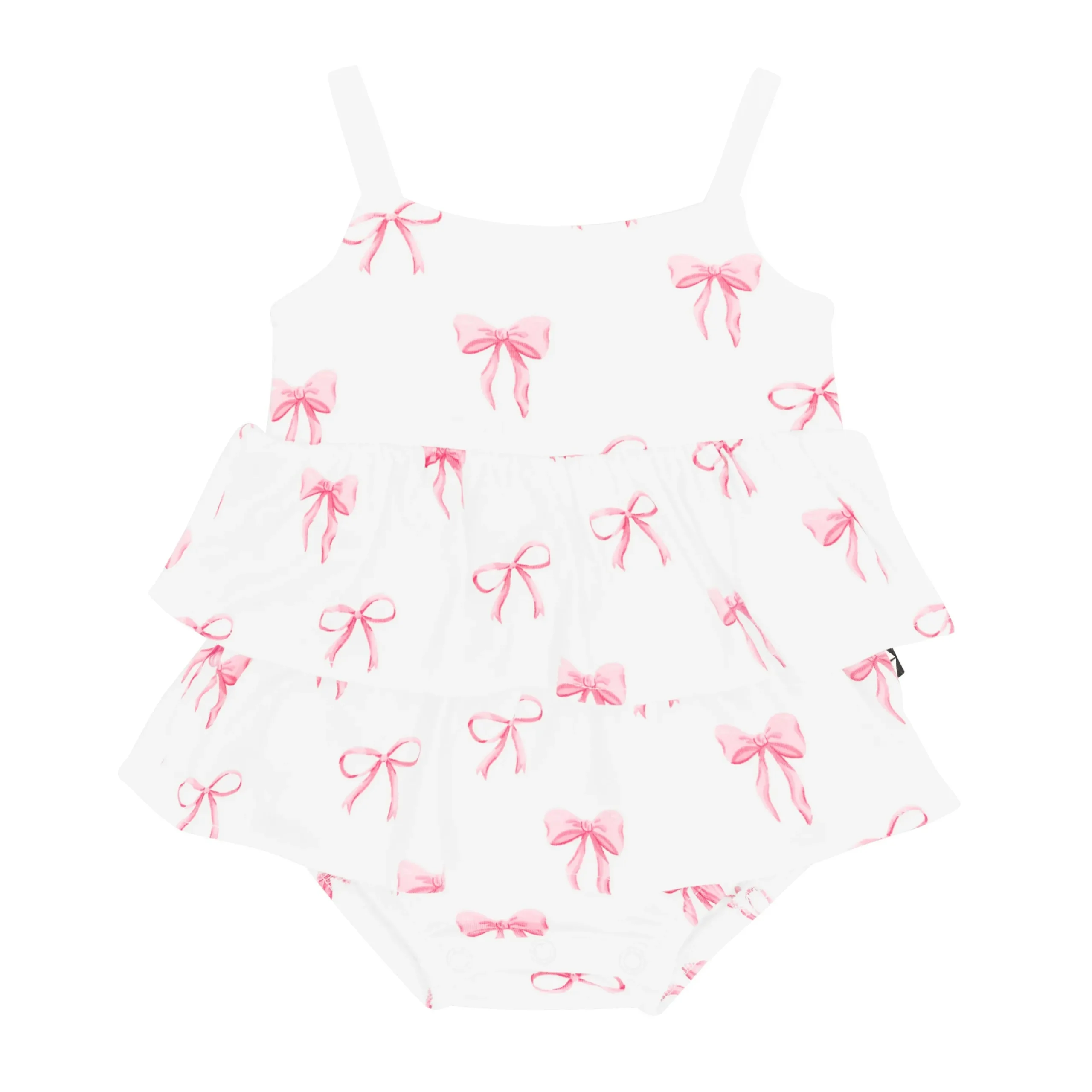 Spaghetti Strap Ruffle Romper in Bow