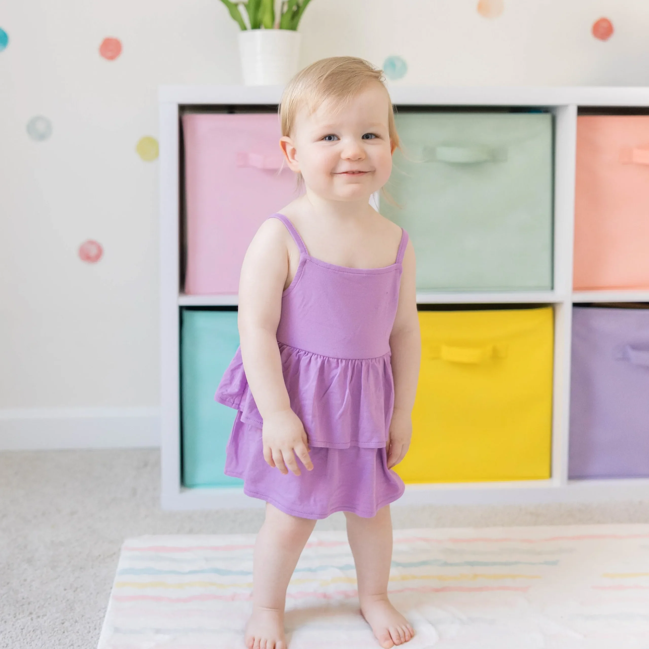 Spaghetti Strap Ruffle Romper in Poi