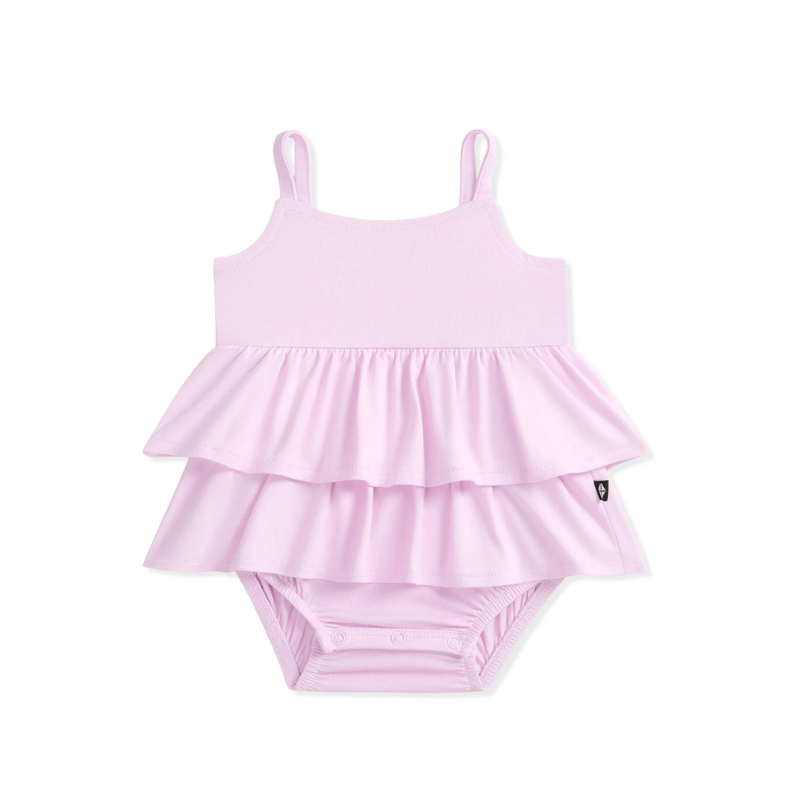 Spaghetti Strap Ruffle Romper in Thistle