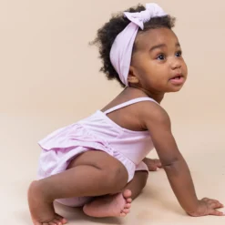 Spaghetti Strap Ruffle Romper in Thistle