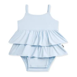 Spaghetti Strap Ruffle Romper in Breeze