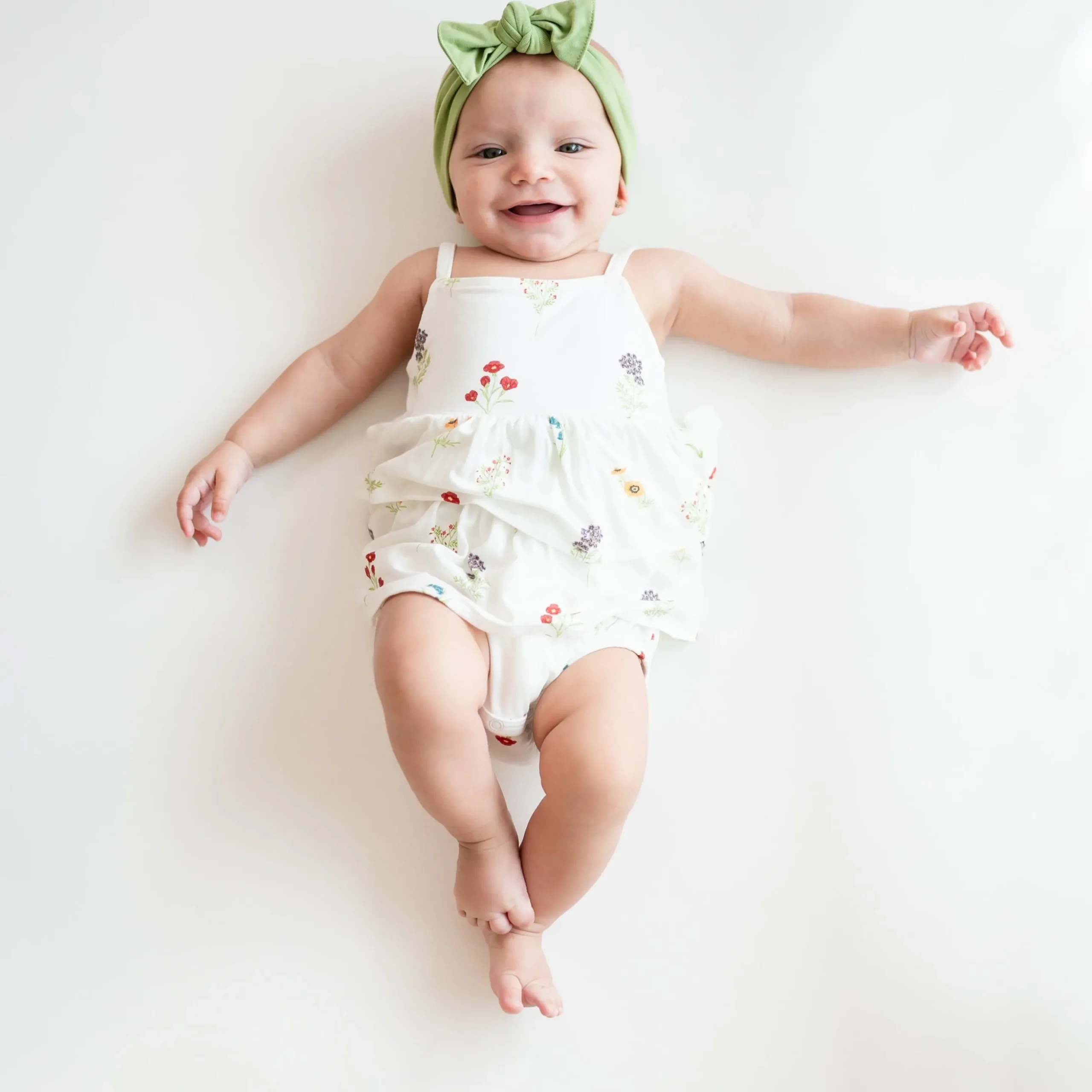 Spaghetti Strap Ruffle Romper in Wildflower