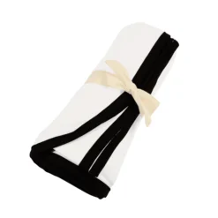 Swaddle Blanket in Cloud with Midnight Trim