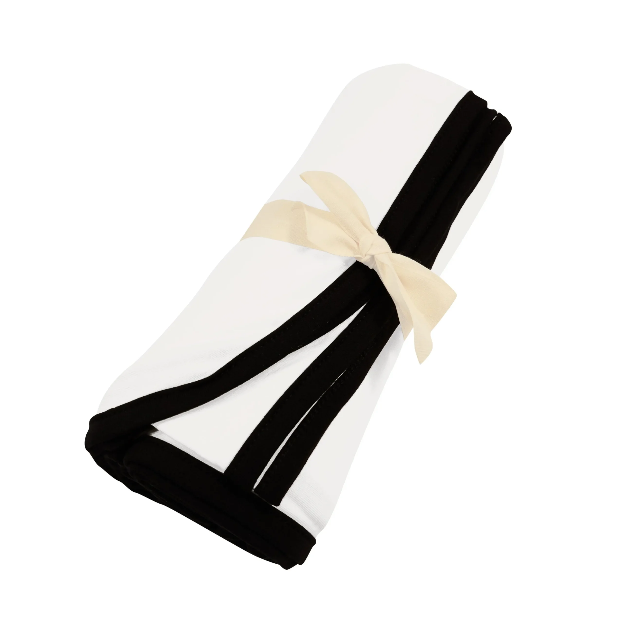 Swaddle Blanket in Cloud with Midnight Trim