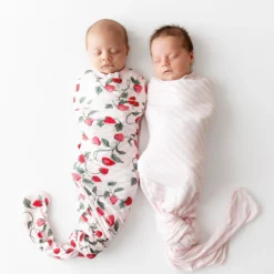 Swaddle Blanket in Small Sakura Stripe