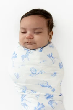 Swaddle Blanket in Toile Safari