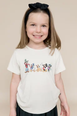 Toddler Basic Tee in Mickey and Friends on Ecru