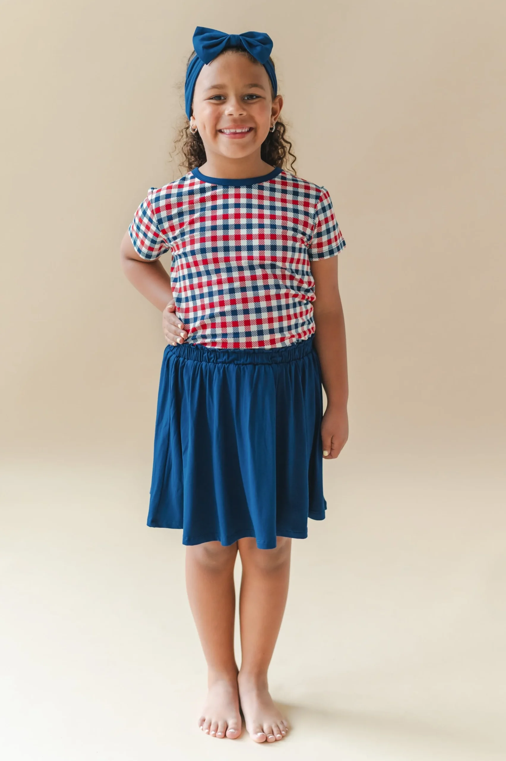 Toddler Basic Tee in Patriotic Gingham