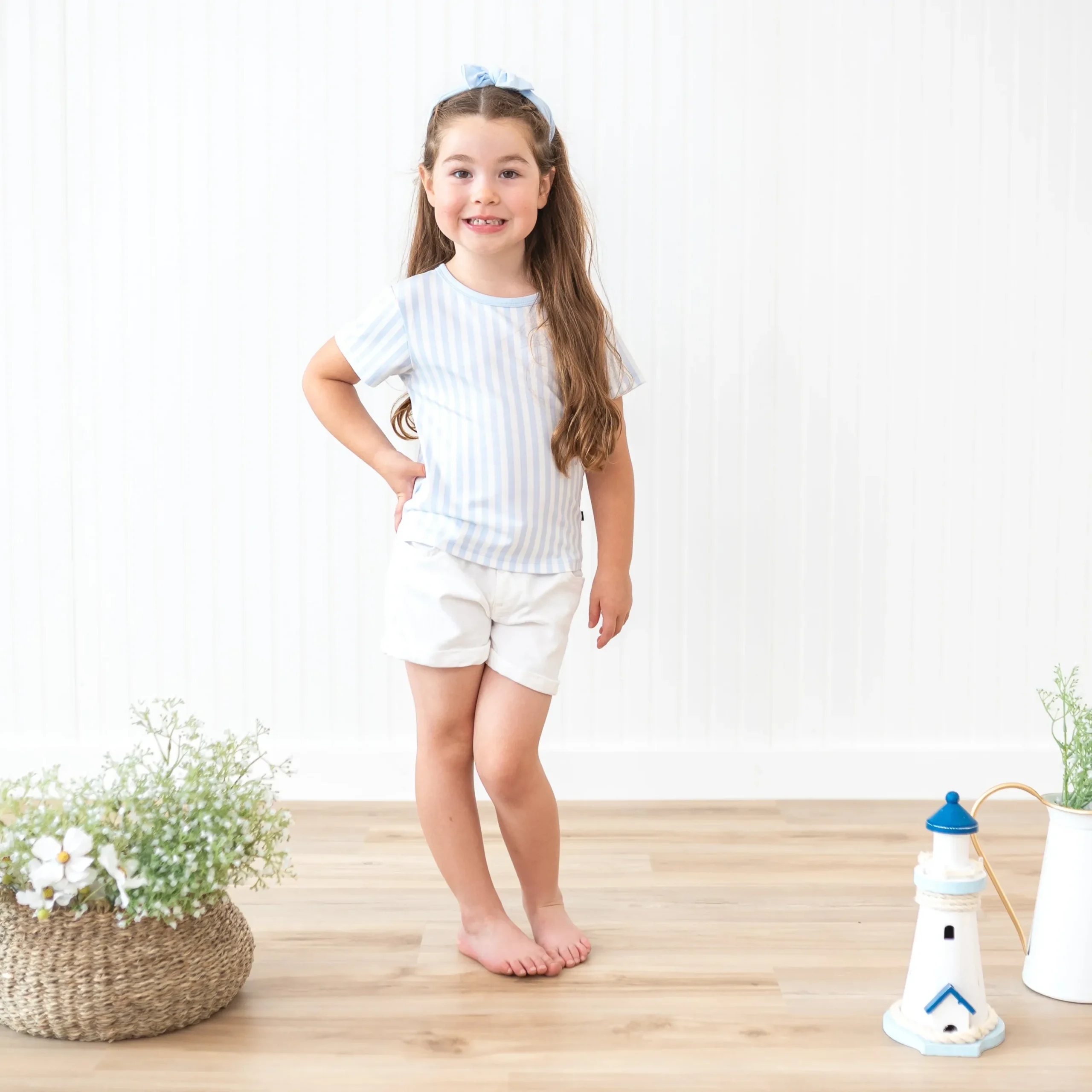 Toddler Basic Tee in Small Mist Stripe