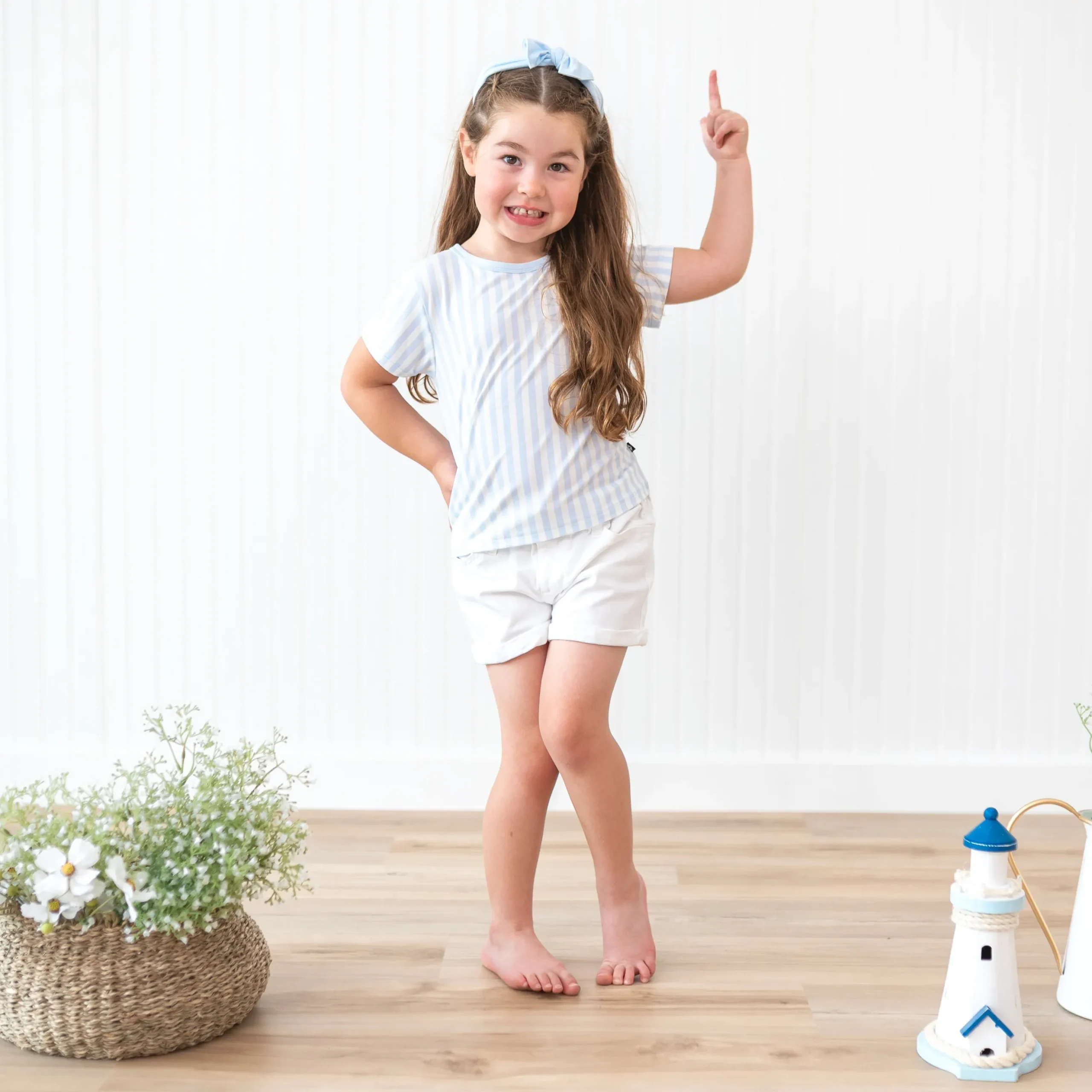 Toddler Basic Tee in Small Mist Stripe