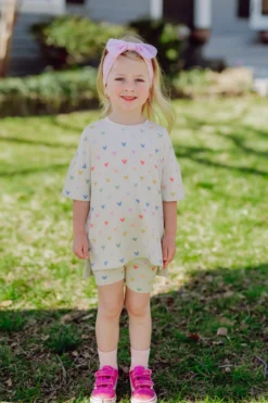 Toddler Biker Short Set in Pastel Mickey Mouse