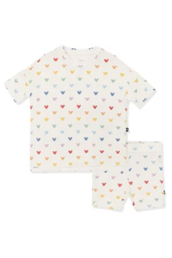 Toddler Biker Short Set in Pastel Mickey Mouse