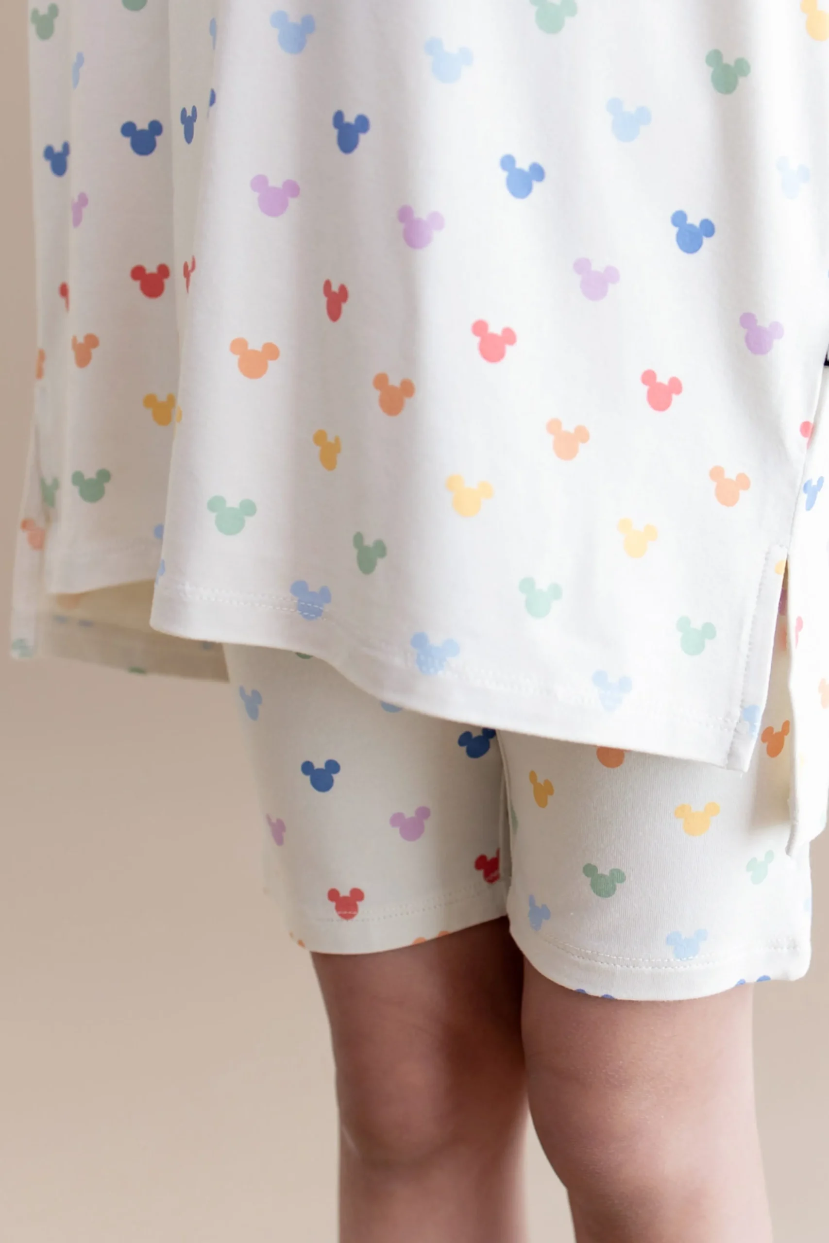 Toddler Biker Short Set in Pastel Mickey Mouse