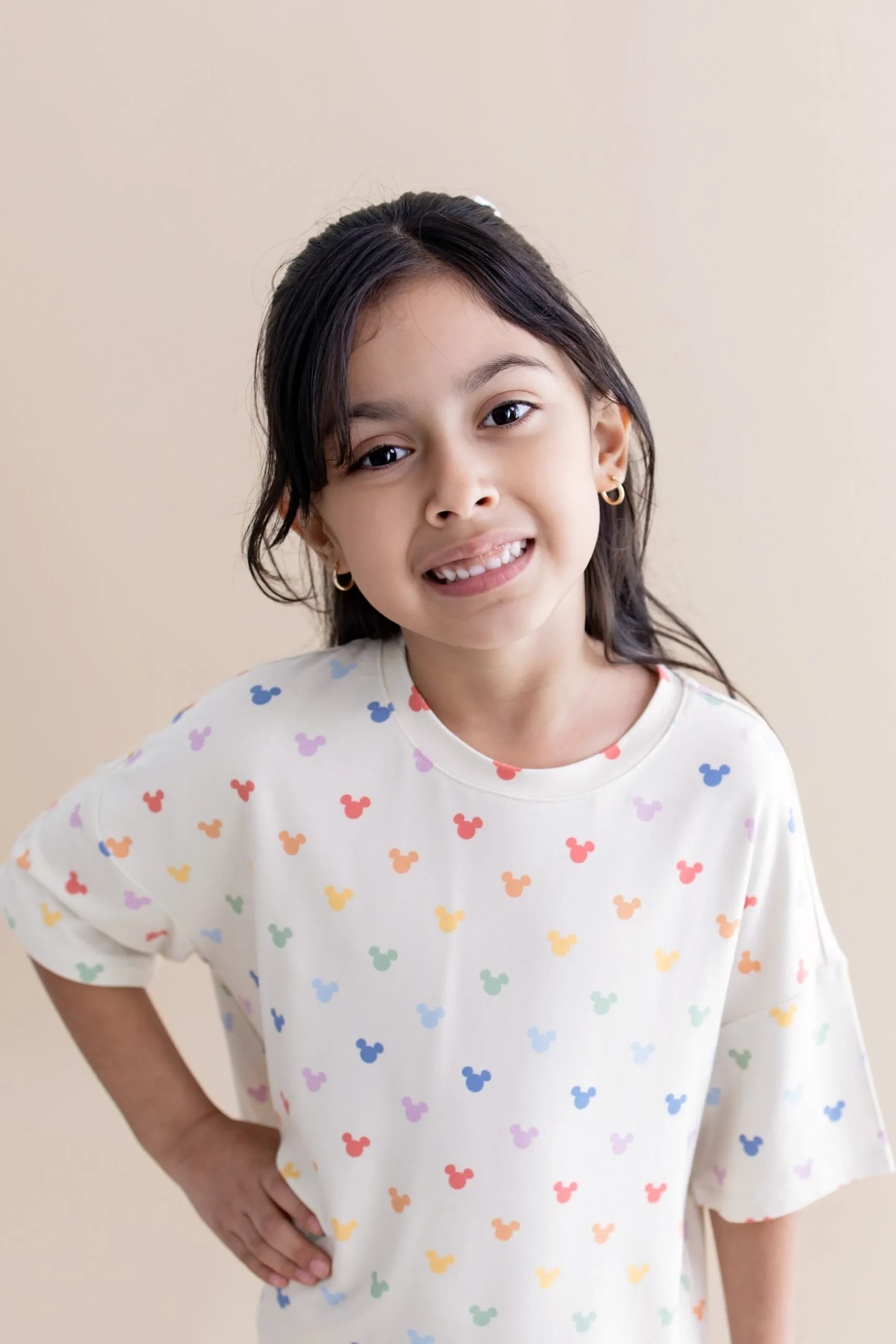Toddler Biker Short Set in Pastel Mickey Mouse