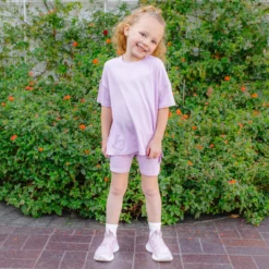 Toddler Biker Short Set in Thistle