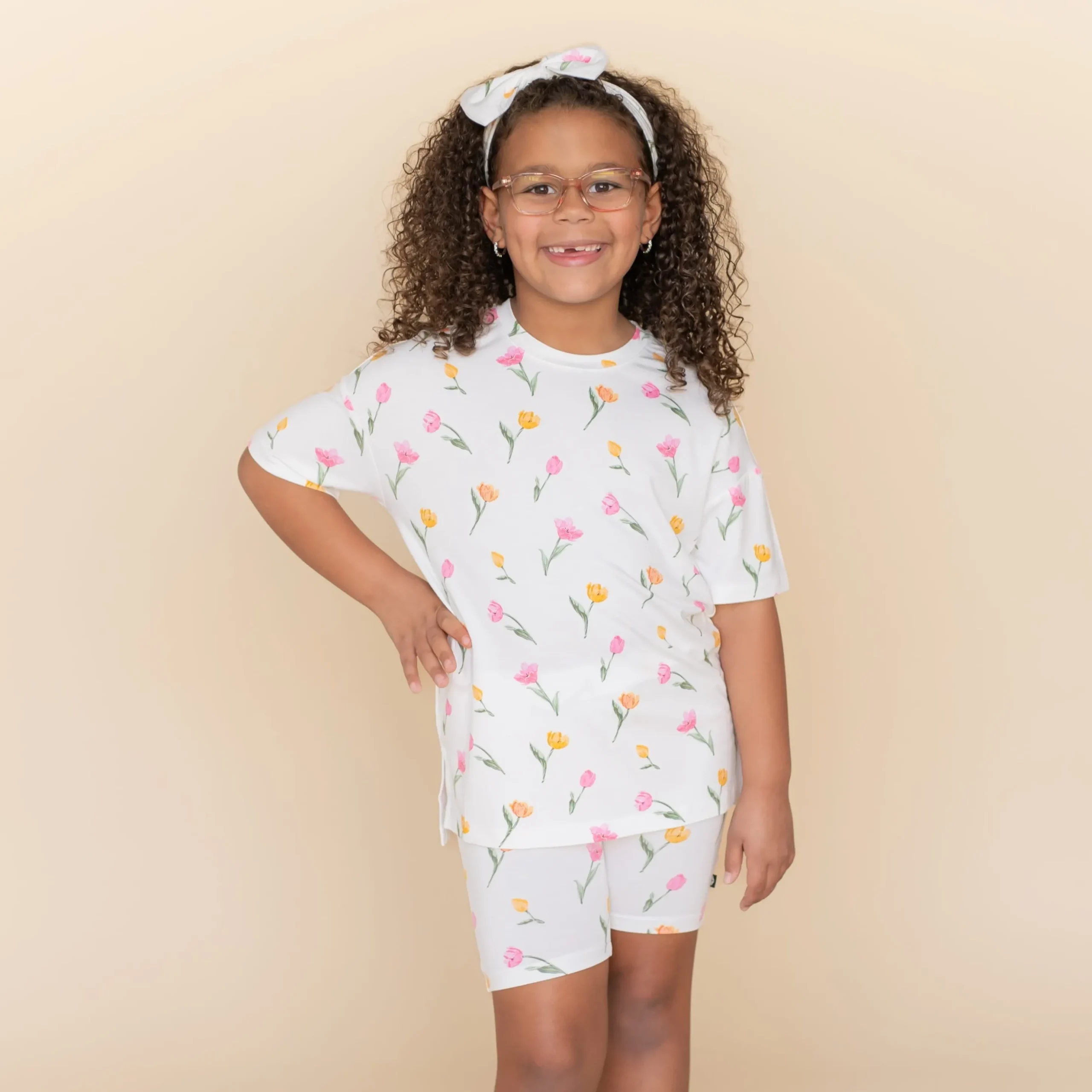 Toddler Biker Short Set in Tulip