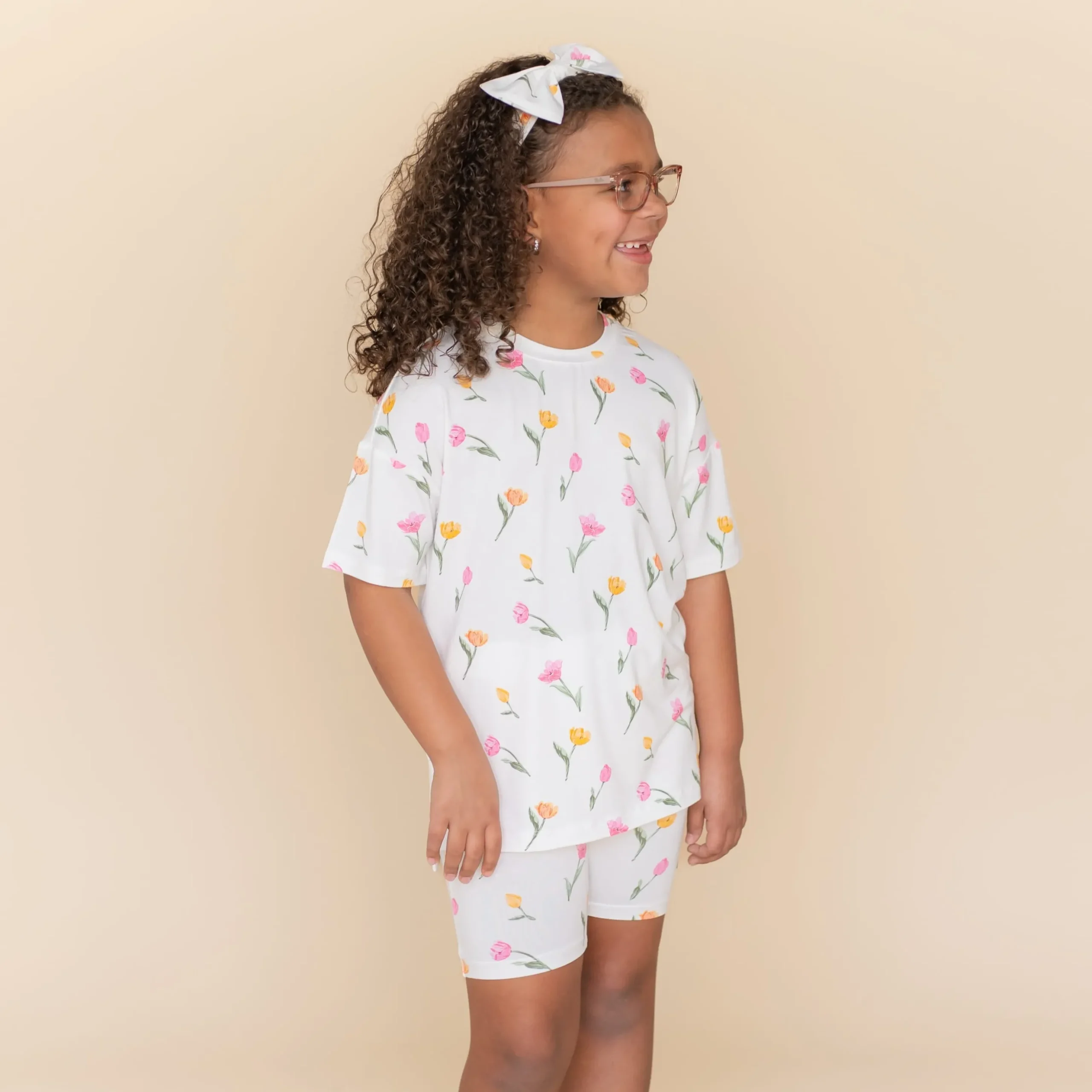 Toddler Biker Short Set in Tulip