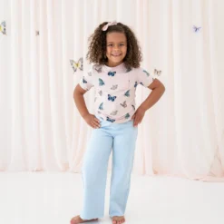 Toddler Crew Neck Tee in Blush Butterfly