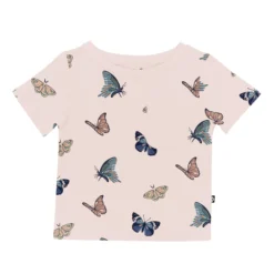 Toddler Crew Neck Tee in Blush Butterfly