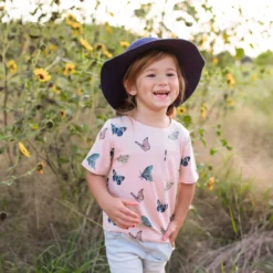 Toddler Crew Neck Tee in Blush Butterfly