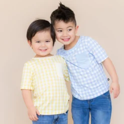 Toddler Crew Neck Tee in Gingham Breeze