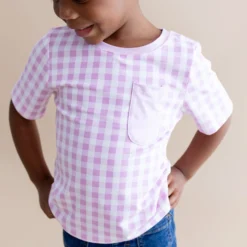 Toddler Crew Neck Tee in Gingham Thistle
