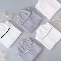 Toddler Hooded Bath Towel in Cloud with Storm Trim