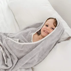 Toddler Hooded Bath Towel in Storm with Cloud Trim