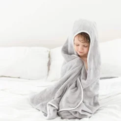 Toddler Hooded Bath Towel in Storm with Cloud Trim