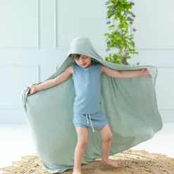 Toddler Hooded Bath Towel in Sage