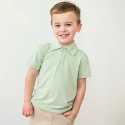 Toddler Short Sleeve Polo in Basil