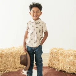 Toddler Short Sleeve Polo in Classic Cowboy