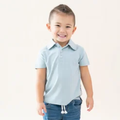 Toddler Short Sleeve Polo in Fog
