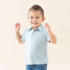 Toddler Short Sleeve Polo in Fog