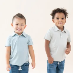 Toddler Short Sleeve Polo in Fog