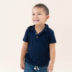 Toddler Short Sleeve Polo in Navy