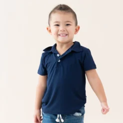 Toddler Short Sleeve Polo in Navy