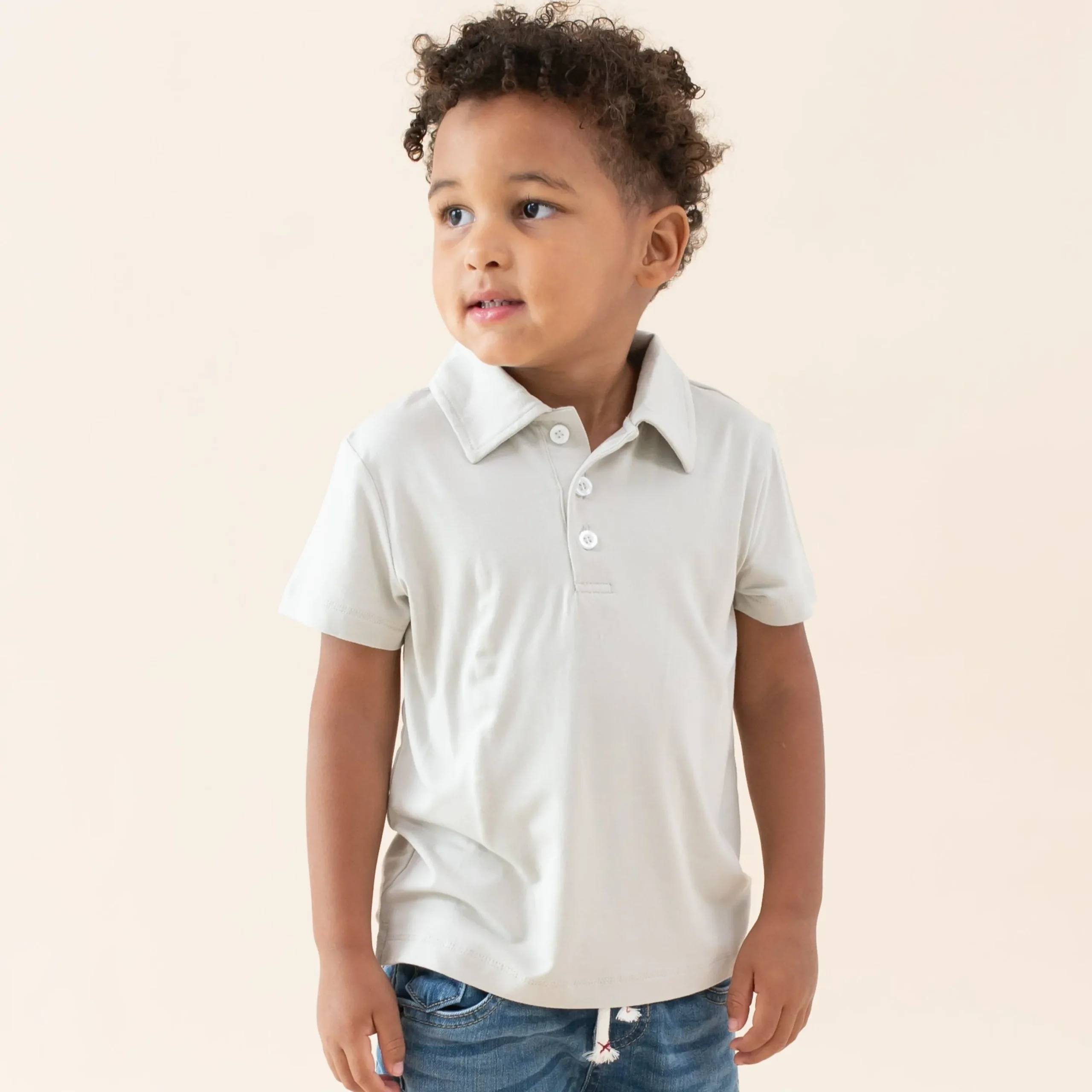 Toddler Short Sleeve Polo in Oat