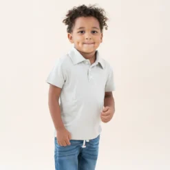 Toddler Short Sleeve Polo in Oat