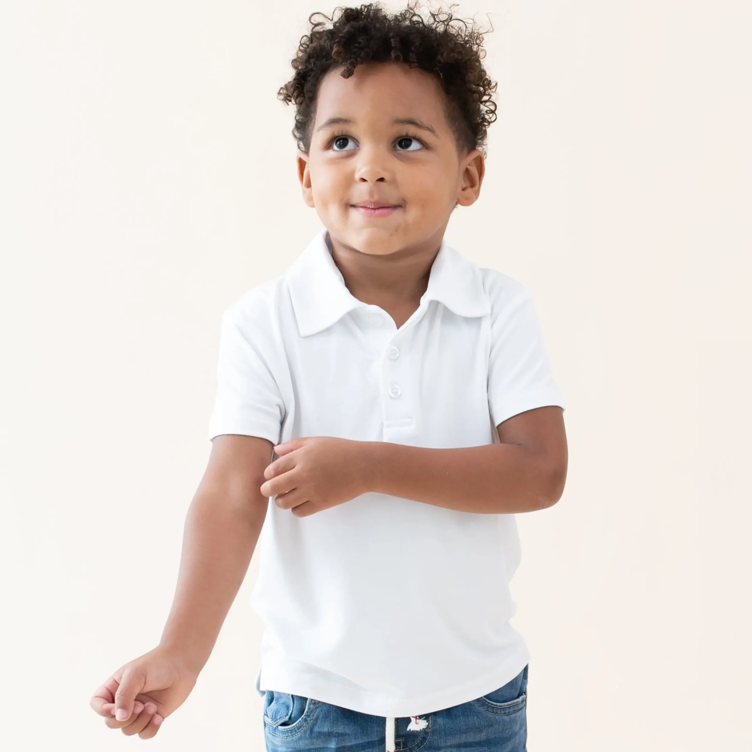 Toddler Short Sleeve Polo in Snow