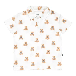 Toddler Short Sleeve Polo in Teddy Bear