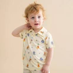 Toddler Short Sleeve Polo in Winnie the Pooh Celebration