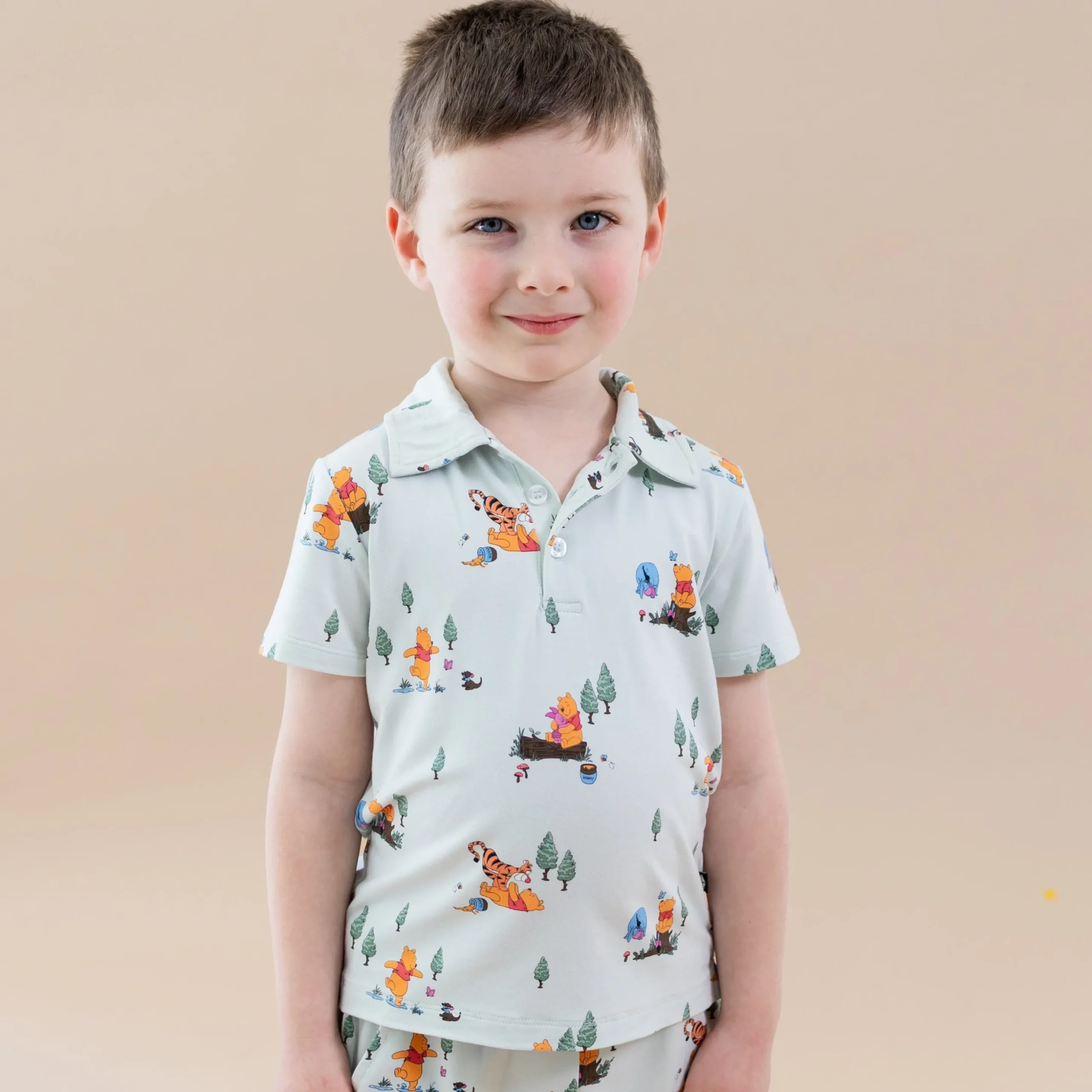 Toddler Short Sleeve Polo in Winnie the Pooh Hundred Acre Wood